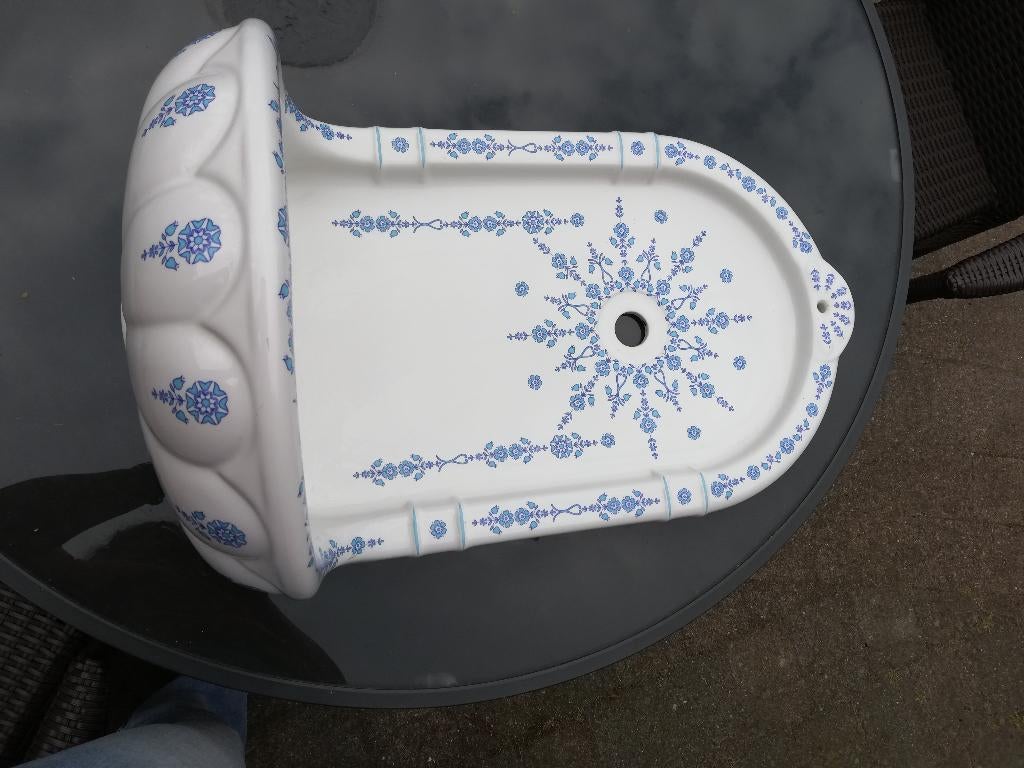 Supermooi fonteintje hoge rug blauw/turquoise decor, Ophalen