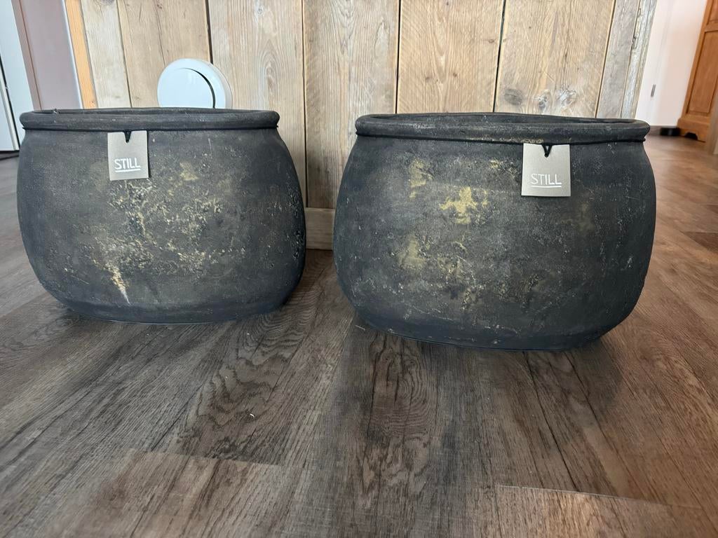 Grote Still Bloempotten - Antraciet met Gouden Gloed, Ophalen, Gebruikt, Minder dan 60 cm, Rond