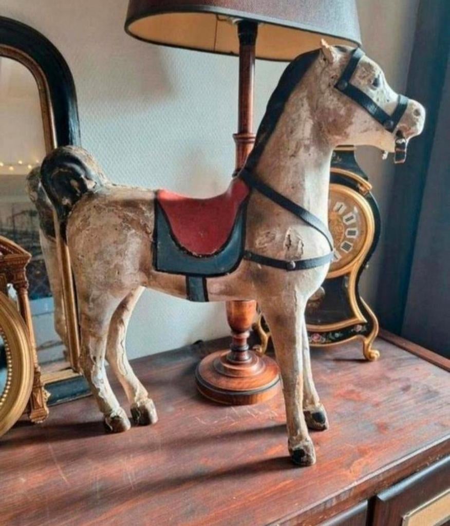Antiek Papier Maché Paard/Paardje/Oud Speelgoed, Ophalen of Verzenden