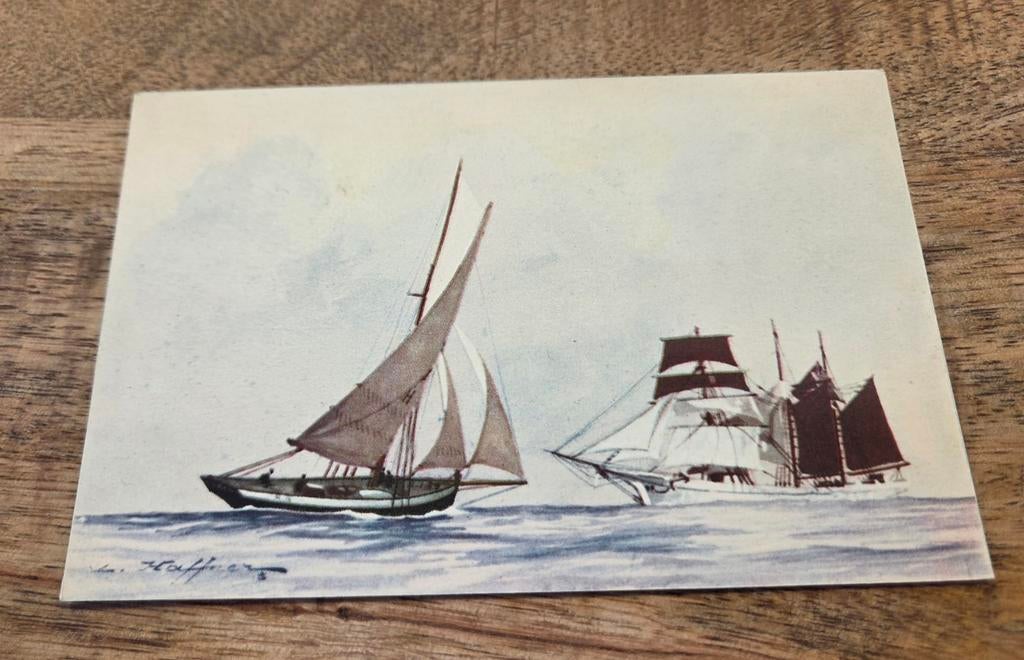 Zeilschepen op zee - Léon Haffner (1881-1972), Verzenden, Ongelopen, Overige thema's