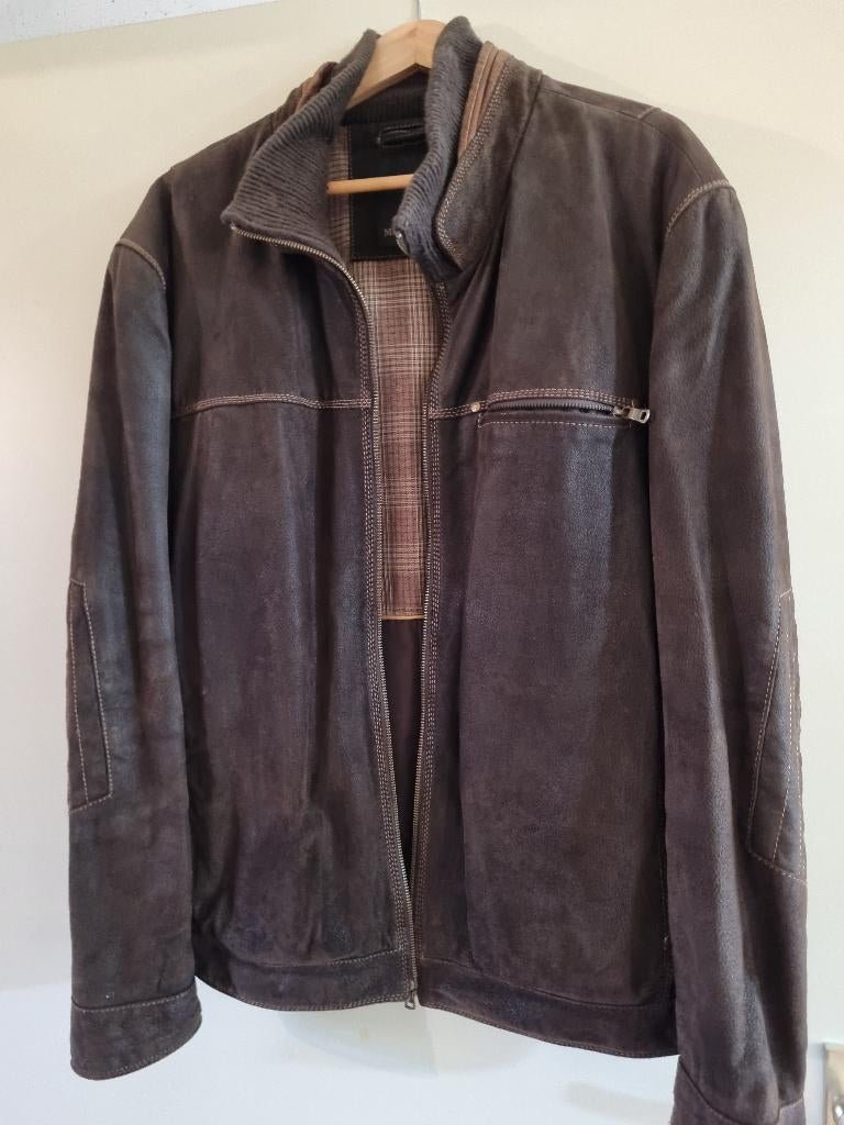 4 leren jassen en 1 suede jas., Ophalen, Gedragen, Maat 56/58 (XL), Zwart