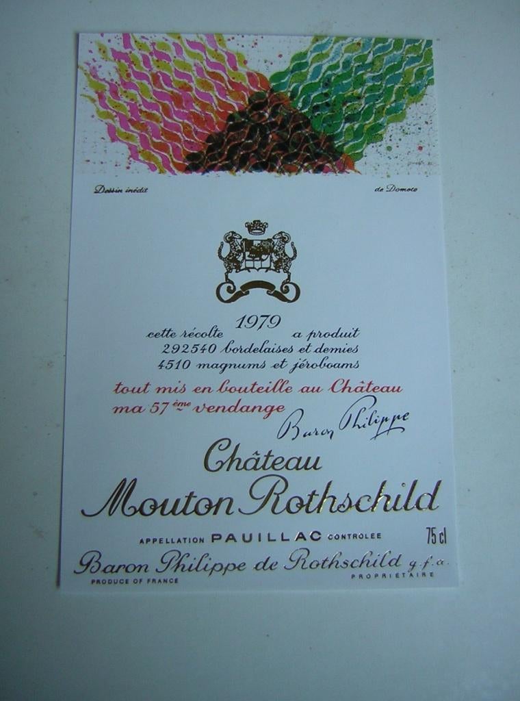 Origineel Chateau Mouton Rothschild Wijn Etiket 1979, Verzamelen, Wijnen, Frankrijk, Nieuw, Ophalen of Verzenden, Rode wijn