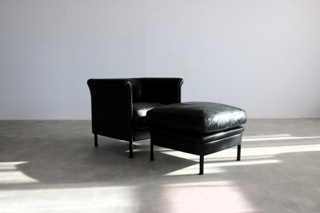 vintage fauteuil + hocker | A. Citterio | Moroso, Gebruikt, ., Minder dan 75 cm, Ophalen of Verzenden