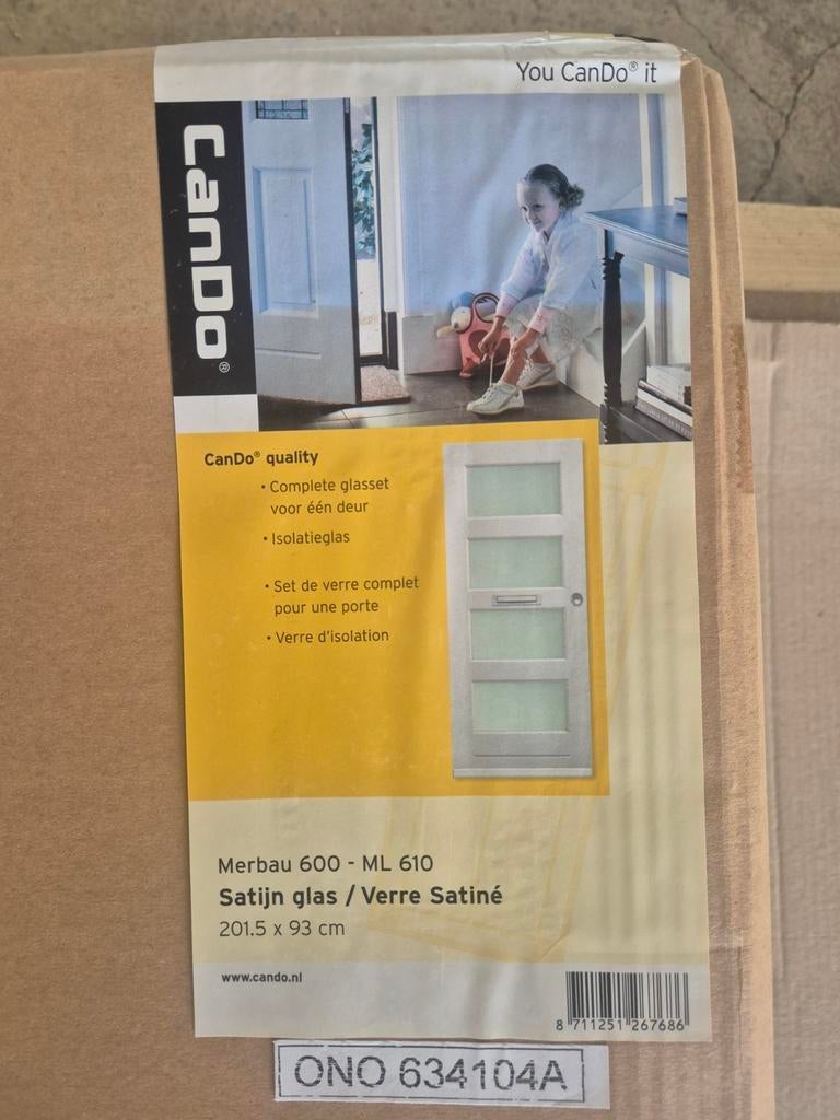 2 x Satijn isolatieglas set compleet Merbau 600 ML 610 CANDO, Doe-het-zelf en Verbouw, Deuren en Horren, Ophalen, Nieuw, Buitendeur