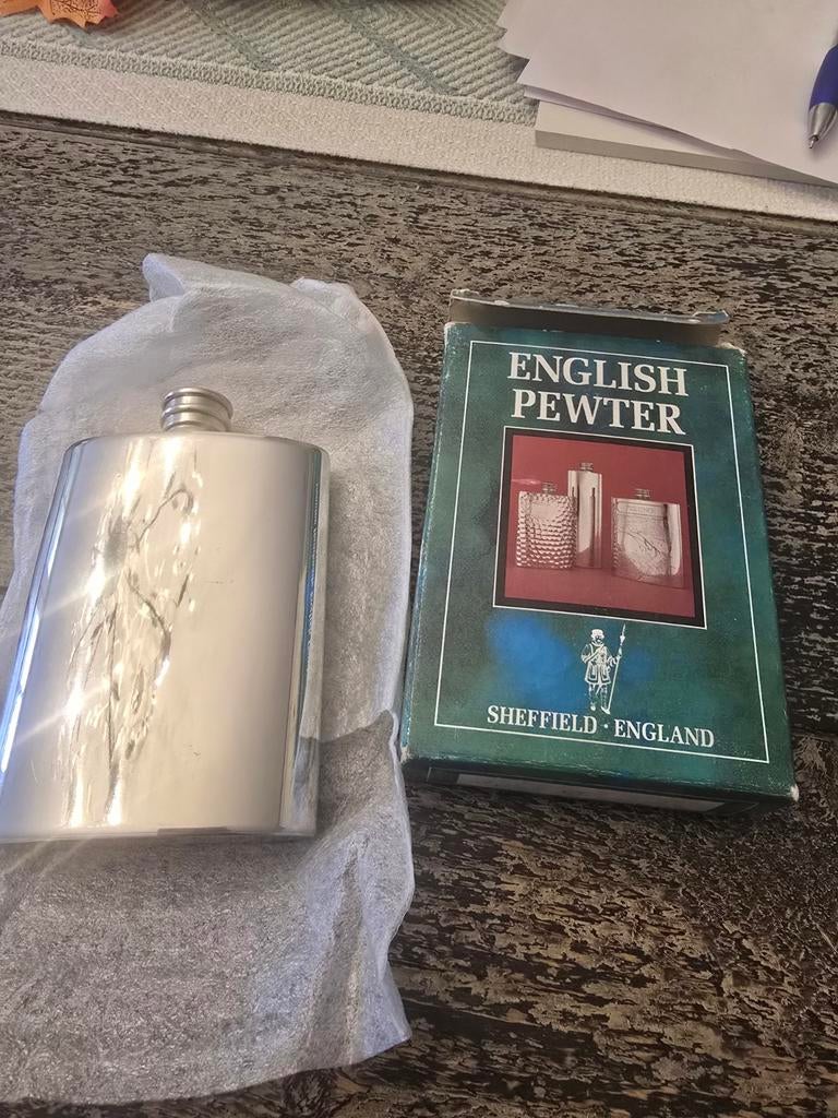 Sheffield pewter Fles - Vintage, Antiek en Kunst, Antiek | Tin, Ophalen of Verzenden