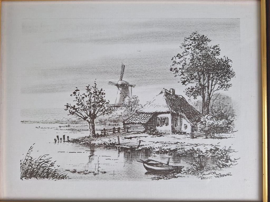 Mooie ingelijste prent Reint Withaar., Ophalen of Verzenden