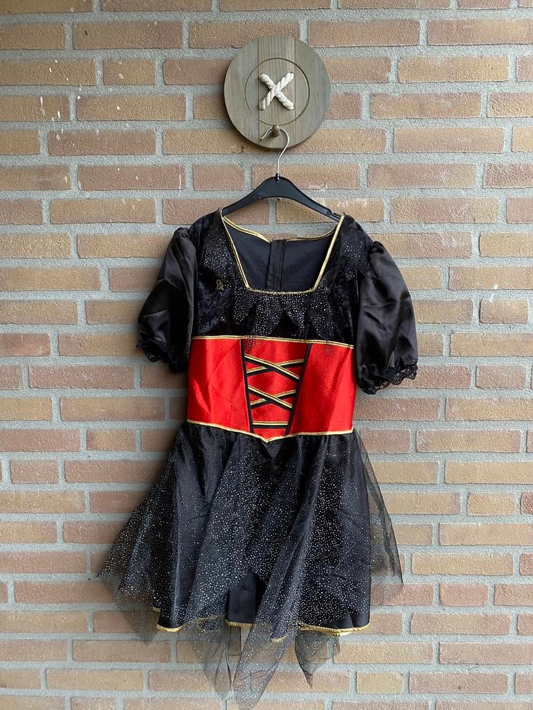 Carnaval gothic jurk, Kinderen en Baby's, Carnavalskleding en Verkleedspullen, Ophalen of Verzenden, Zo goed als nieuw, 158 t/m 164
