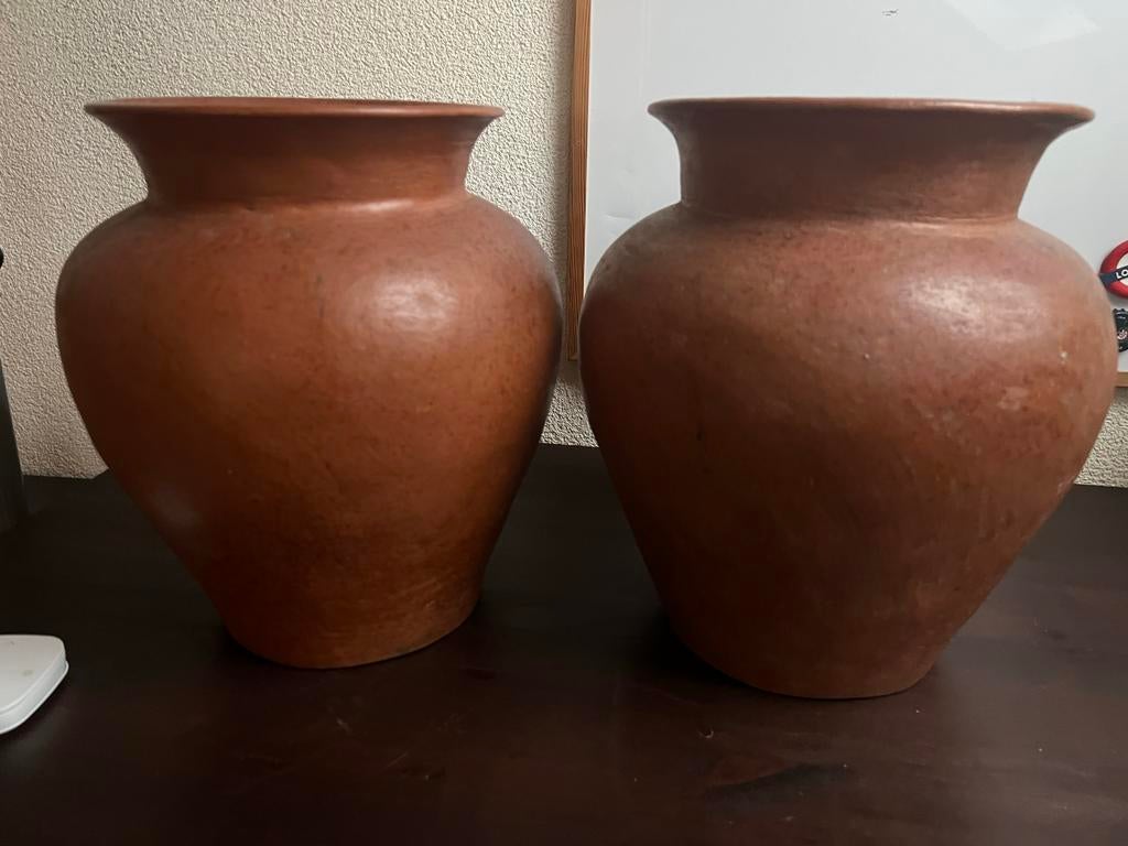 Twee Indonesische Raku Potten - 32cm, Ophalen
