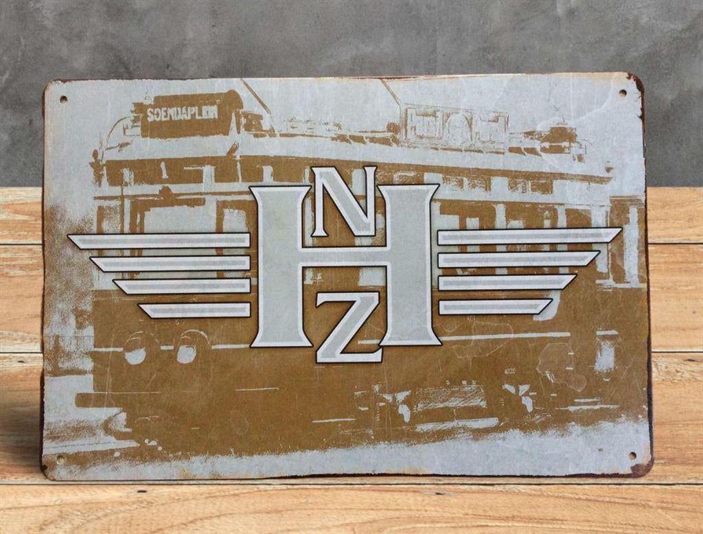 NZH de Blauwe Tram Metalen Wandbord Poster HTM, Verzamelen, Spoorwegen en Tramwegen, Ophalen of Verzenden, Nieuw, Tram, Overige typen