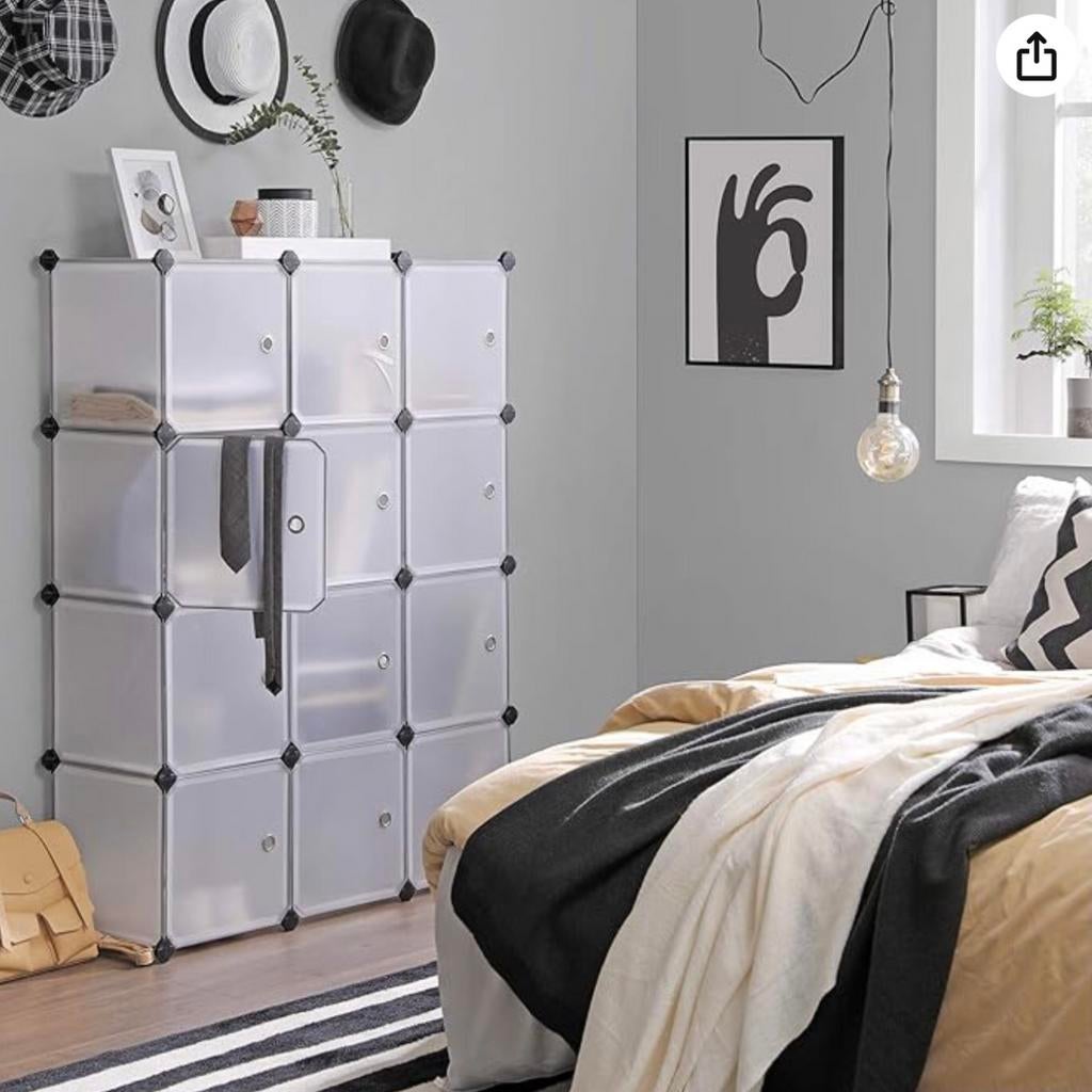 SONGMICS LPC342W01 CUBE STORAGE / REKKENSYSTEEM 12 VAKKEN, Kunststof, Met deur(en), Nieuw, Ophalen of Verzenden