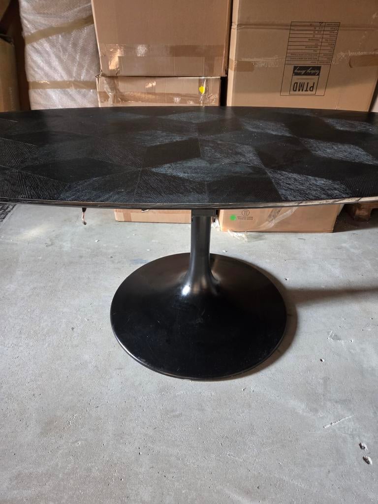 Eettafel Blax 250 cm Zwart Ovaal Eiken van Richmond, Ophalen, ., Nieuw, Richmond