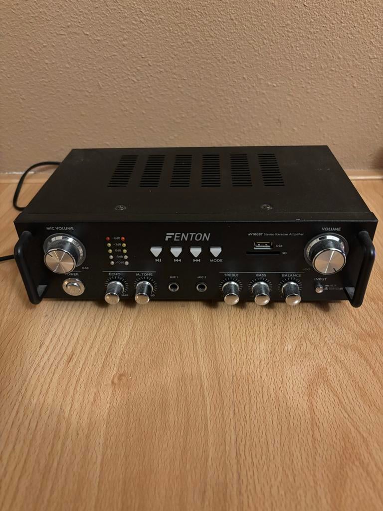 Fenton AV100BT Versterker - Stereo Karaoke Amplifier, Overige merken, Gebruikt, Ophalen of Verzenden, Minder dan 60 watt