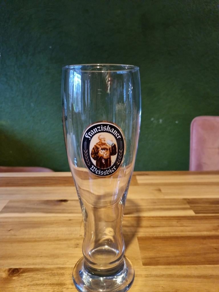 Mooie halve liter bierglazen. Met opdruk., Glas of Glazen, Gebruikt, Ophalen of Verzenden, Glas