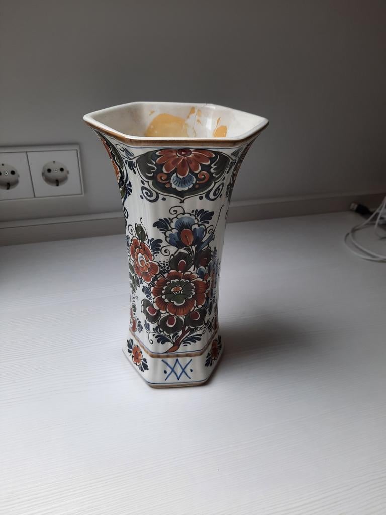 Delfts Polychroom Handwerk Vaas, Antiek en Kunst, Antiek | Vazen, Ophalen