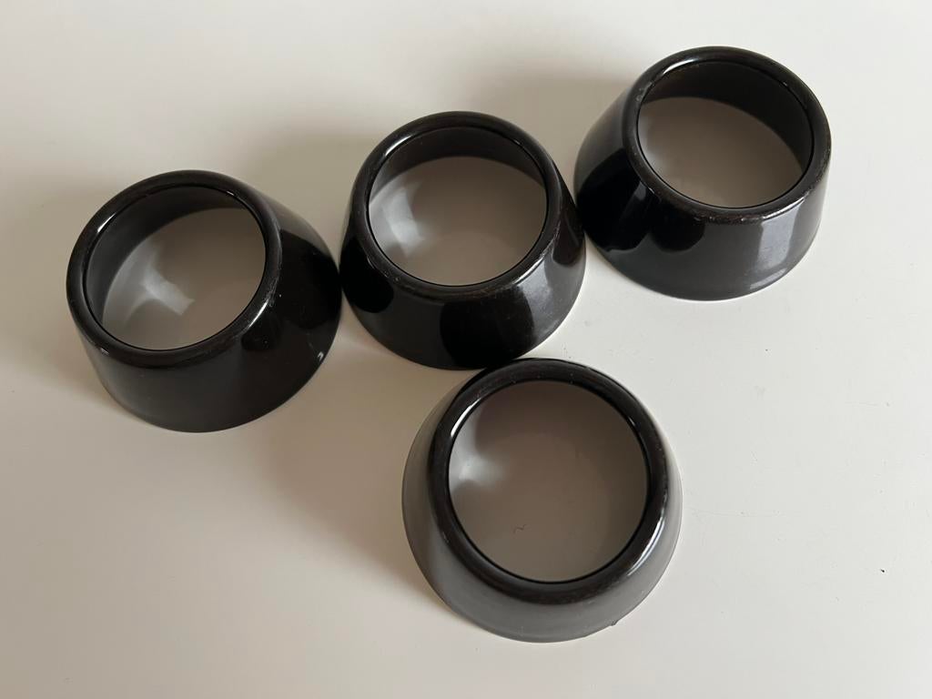 Set 4 ARABIA Kilta Eierdopjes/Ringen Zwart Kaj Franck 50’s, Huis en Inrichting, Keuken | Servies, Overige typen, Ophalen of Verzenden