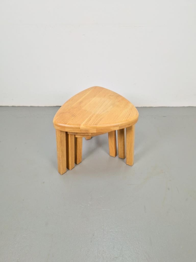 nesting tables bijzettafels eiken hout Pierre Chapo ´70, Minder dan 55 cm, N, Ophalen of Verzenden, N