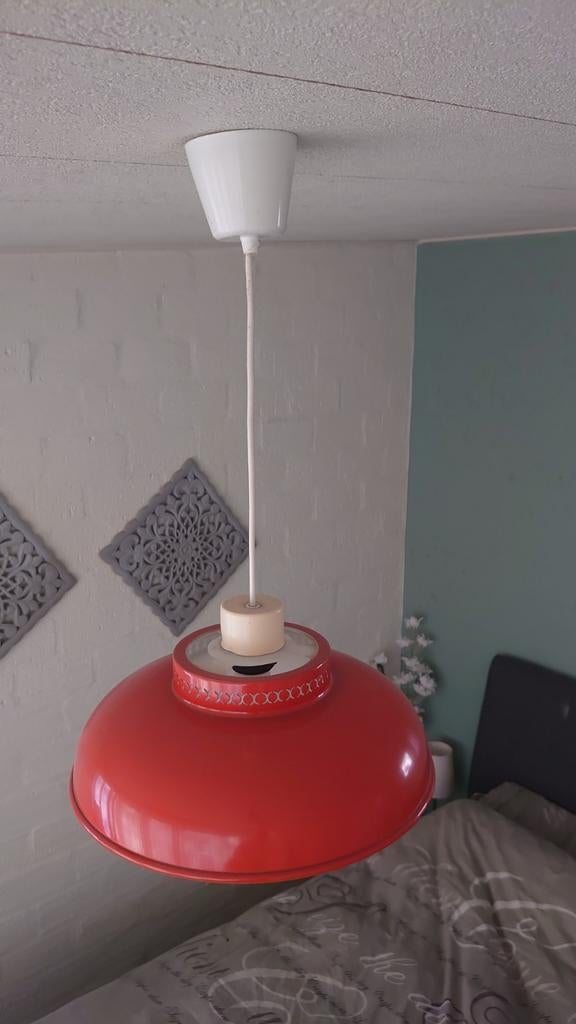 2 prachtige vintage oranje lampen met witte kelk jaren 70?, Huis en Inrichting, Lampen | Hanglampen, Ophalen of Verzenden, Zo goed als nieuw