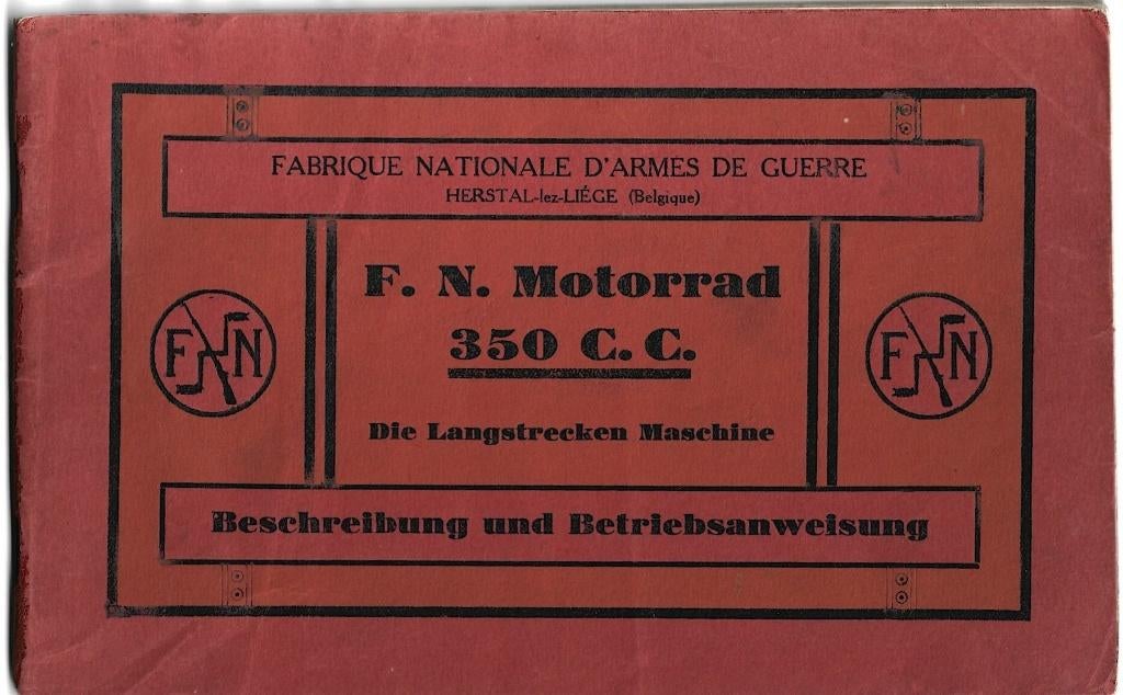 FN 350cc model 1929 Betriebsanleitung handboek (FN29), Ophalen of Verzenden, Overige merken