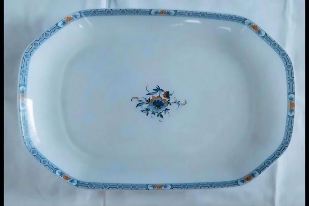 Seltmann Weiden witte ovale schaal blauwe oranje bloemen, Ophalen of Verzenden