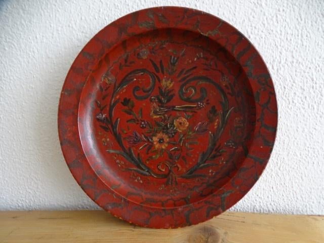 HOUTEN HINDELOOPEN BESCHILDERD BORD/VINTAGE, Ophalen of Verzenden