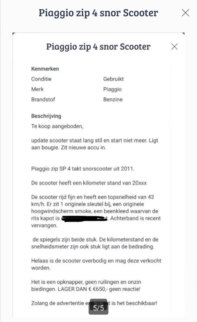 Scooter opknappen, Ophalen, Gebruikt, Benzine