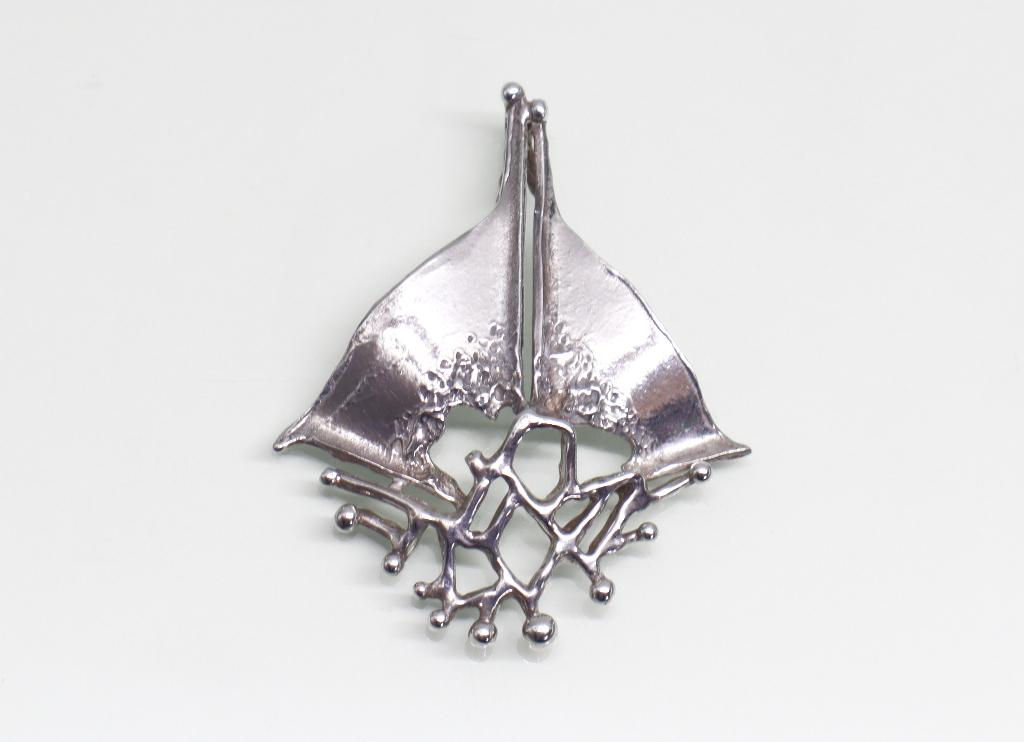 Vintage modernistische zilveren hanger Teka jaren ‘60, Ophalen of Verzenden, Zilver, Hanger