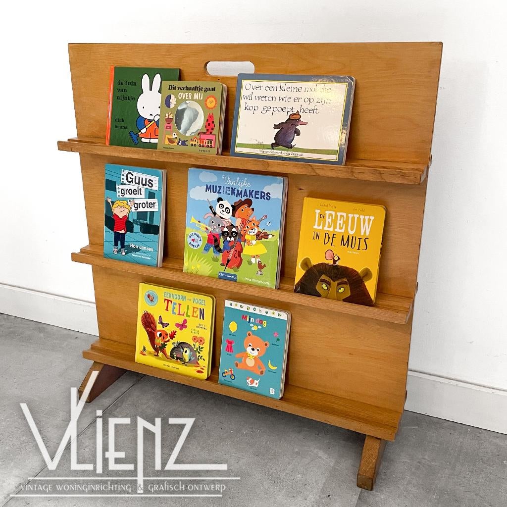 Vintage, houten boekenrek, schoolkast, folderrek, Ophalen, Huis en Inrichting