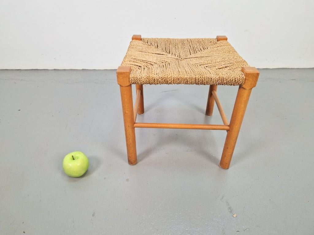 Vintage Deens kruk rope stool beuken mid century ’60 Denmark, N, Ophalen of Verzenden, N, Hout