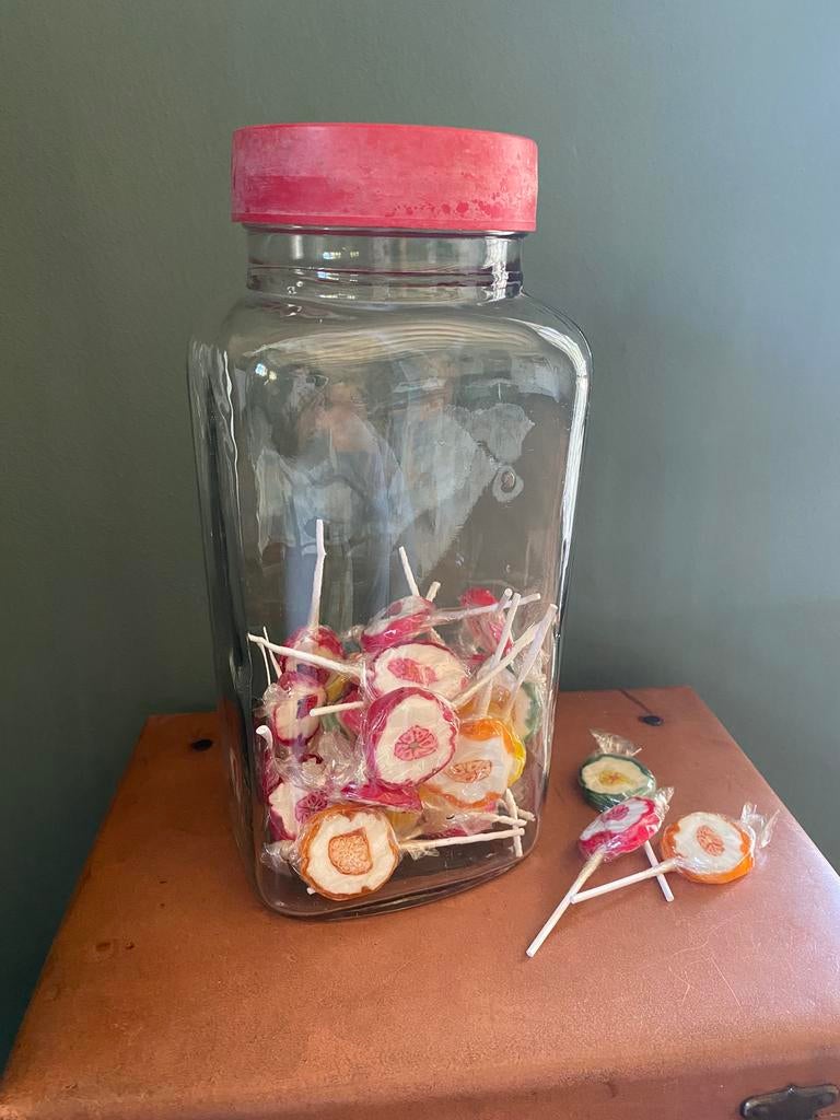 Vintage glazen snoeppot, Van Melle Rotterdam, Antiek en Kunst, Ophalen of Verzenden