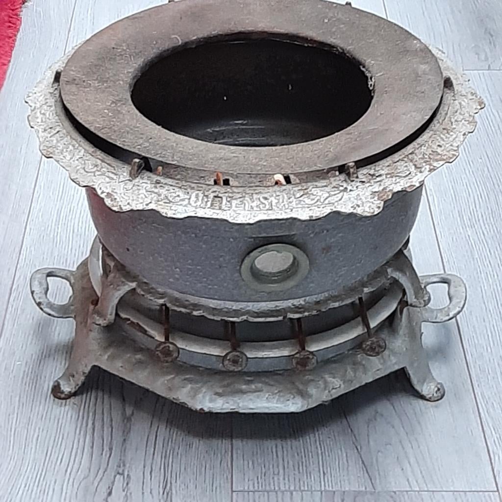 Emaille petroleumstel, 4-pits grijs Ottensen, Ophalen