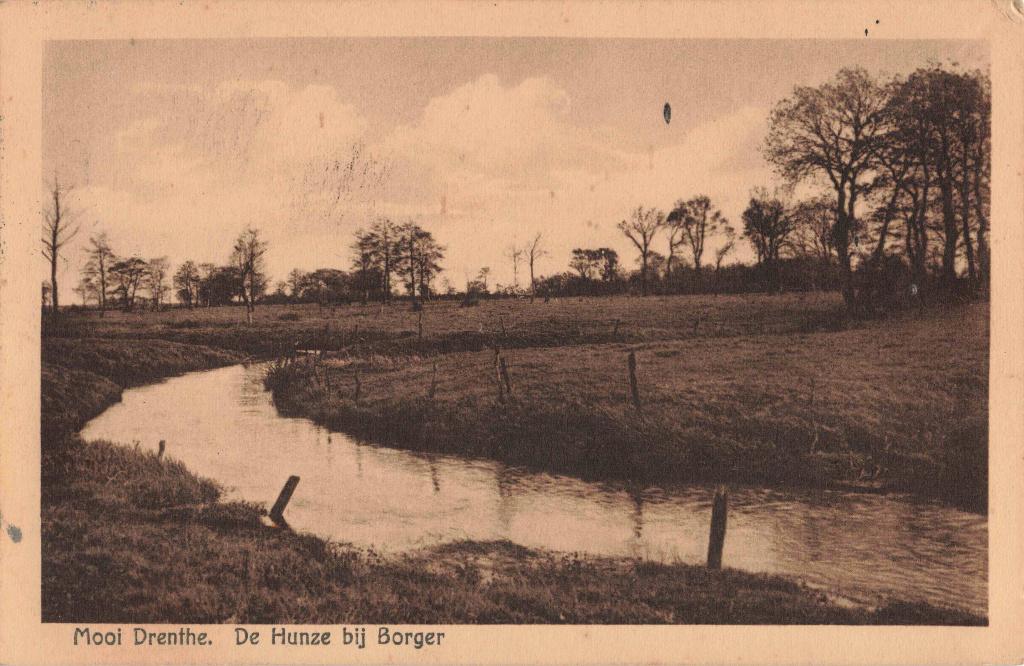 Mooi Drenthe De Hunze bij Borger OM290, Ophalen, 1920 tot 1940, Gelopen, Drenthe