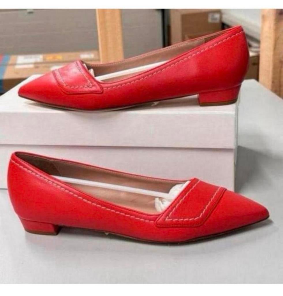 LK Bennett Polly Leather Contrast Stitch Flats schoen hak 37, Schoenen met lage hakken, Nieuw, Ophalen of Verzenden, H