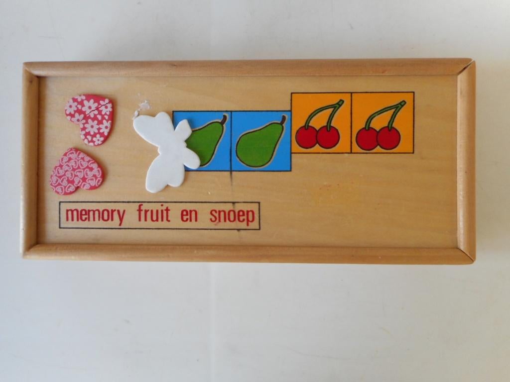 Houten memoryspel. Geheugenspel van hout. Fruit thema., Ophalen, Zo goed als nieuw, Overige typen