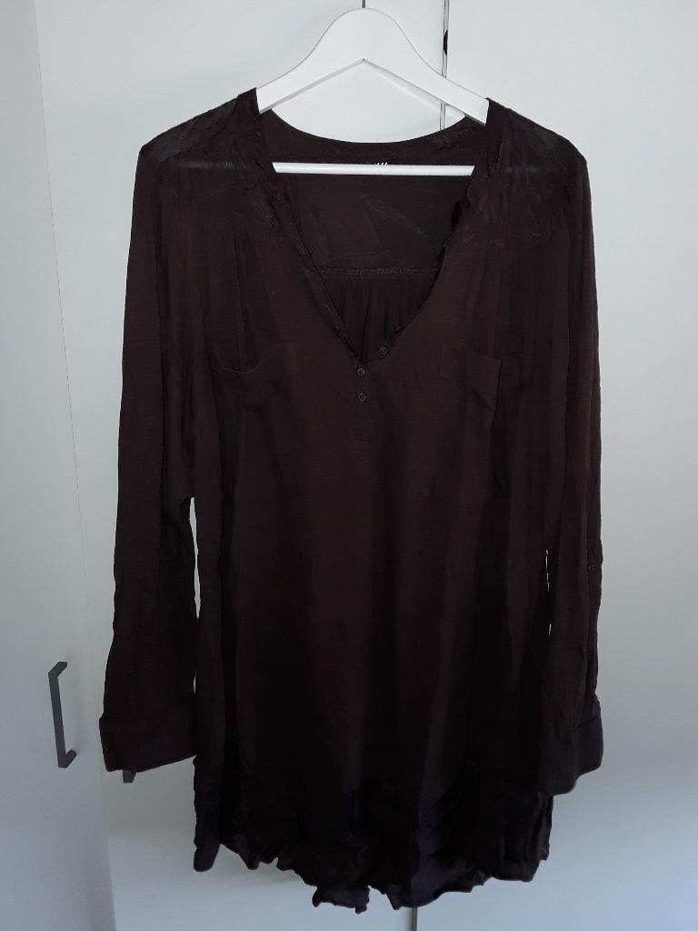 H&M Bordeaux Lange Blouse Met Zakjes Maat L NIEUW, Maat 38/40 (M), H&M, Ophalen of Verzenden, Zo goed als nieuw