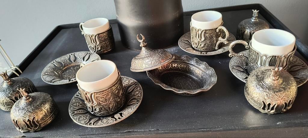 Prachtig gedetailleerd koffieservies - Turks design, Ophalen of Verzenden