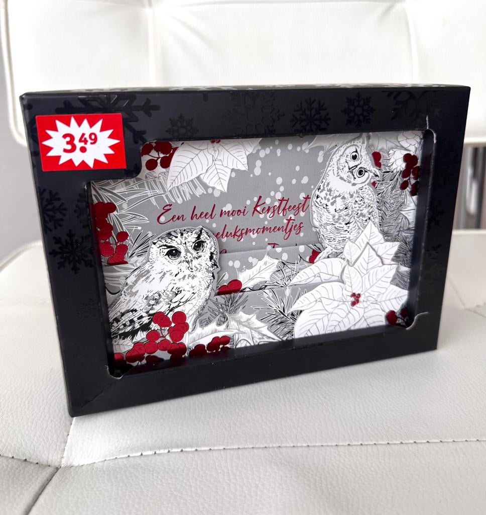 Kerstkaarten met uilen en enveloppen van kruidvat, Verzenden, Nieuw