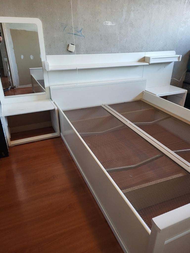 Gratis zsm tweepersoonsbed stevig MDF 140x200 met extra's, Ophalen, Overige materialen, Gebruikt, Wit