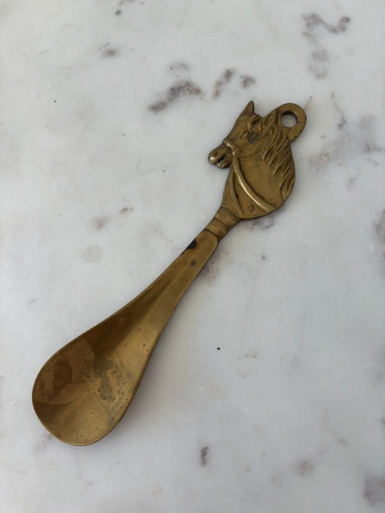 Vintage messing schoenlepel paard, Ophalen of Verzenden