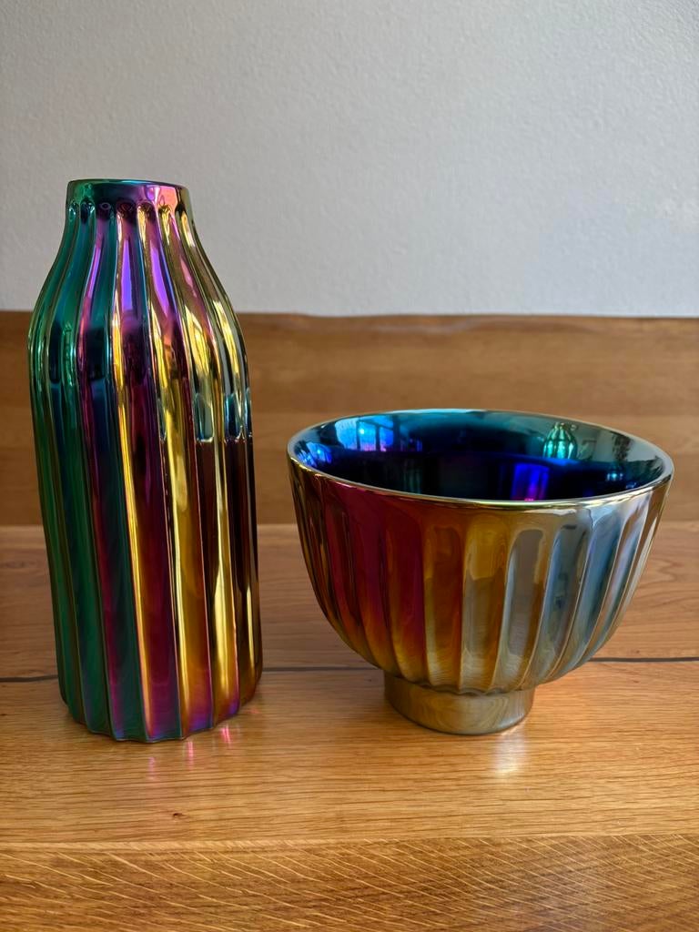 Multi color vazen, Overige kleuren, Aardewerk of Porselein, Ophalen of Verzenden, Zo goed als nieuw