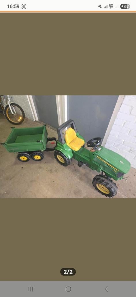 John Deere traptractor met aanhanger, Ophalen of Verzenden, Gebruikt, Trapvoertuig