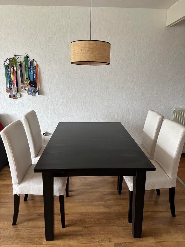 Dining table & eekamerstoel 4st., Ophalen, Gebruikt, 200 cm of meer, 50 tot 100 cm