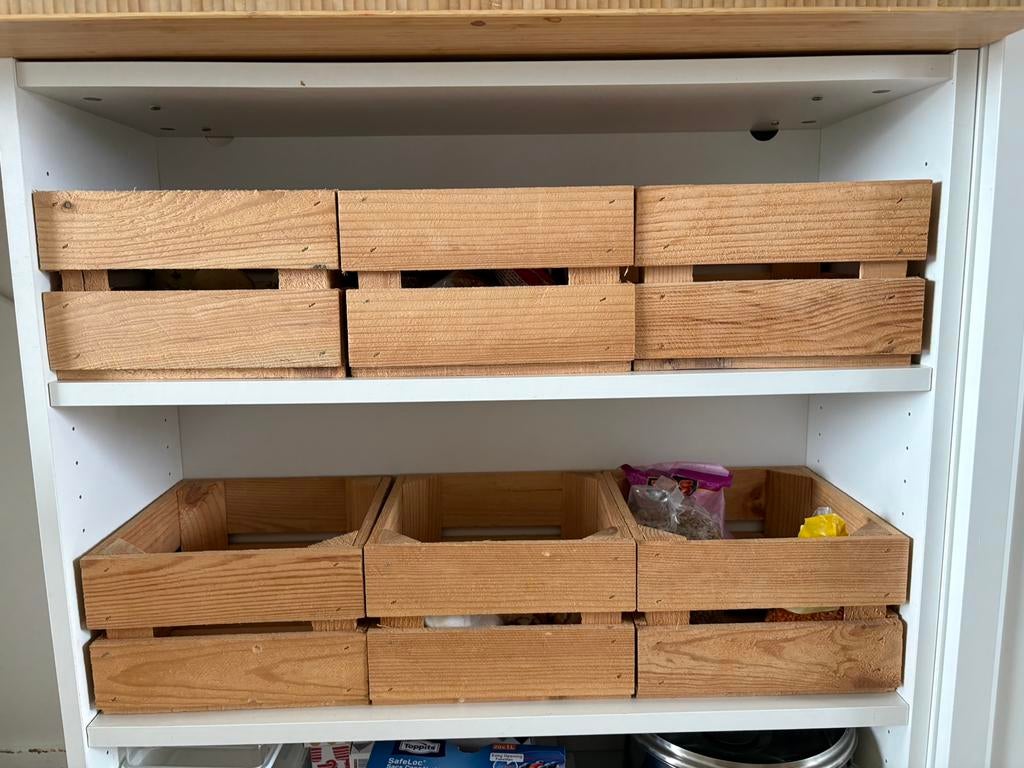 6 fruitkisten houten kistjes 25x25x16 cm, Ophalen, Zo goed als nieuw