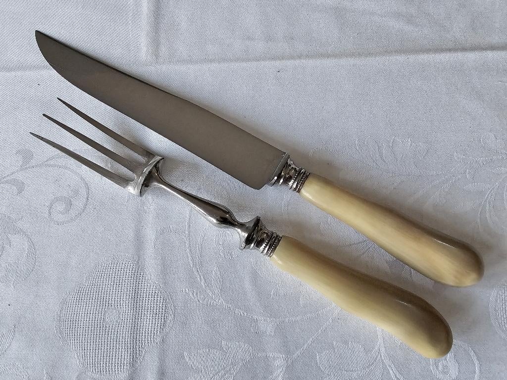 Groot hoornen trancheercouvert / vleescouvert / vleesbestek, Ophalen of Verzenden