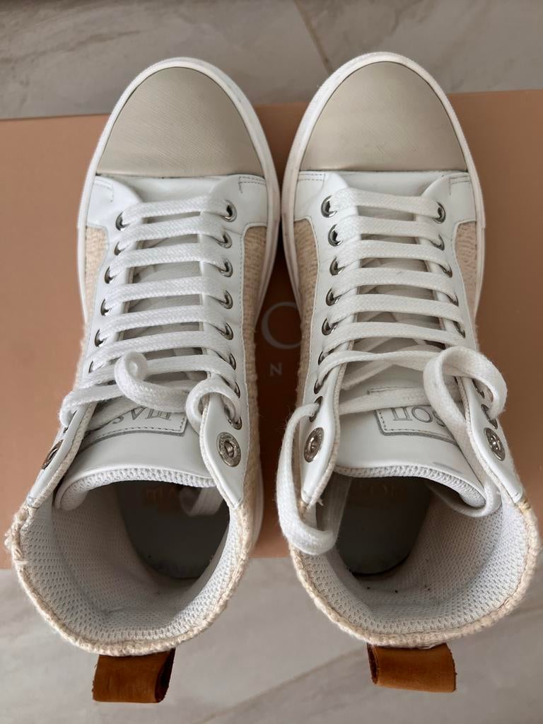 Mason Garments Hoge Sneakers - Beige/Wit, Kleding | Dames, Ophalen of Verzenden, Zo goed als nieuw, Beige, Sneakers of Gympen