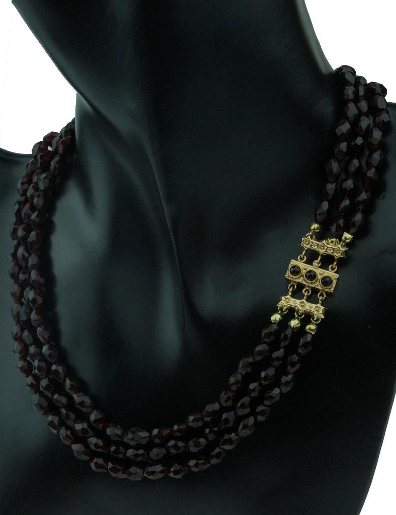 Granaat antieke ketting 14k gouden fraai slot dames vintage, Sieraden, Tassen en Uiterlijk, Antieke sieraden, Verzenden, Goud