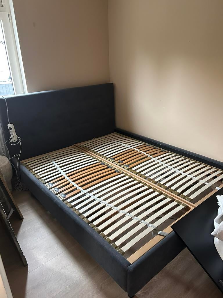 Bed 160x200, Huis en Inrichting, Slaapkamer | Bedden, Ophalen, Tweepersoons, Grijs, 160 cm