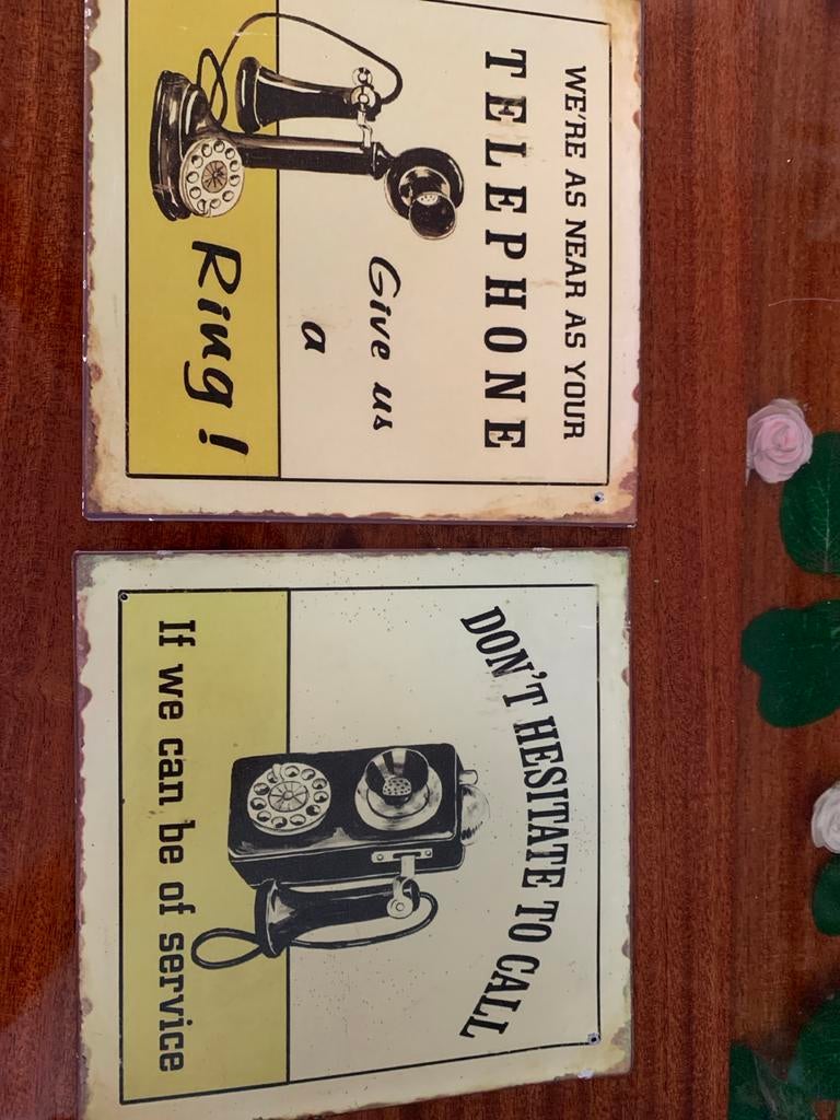 Vintage Telefoon Wanddecoratie - Set van 2, Antiek en Kunst, Ophalen