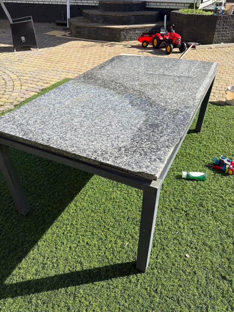 Tuintafel met granieten blad gratis !!!, Ophalen, Gebruikt, Rechthoekig, Overige materialen