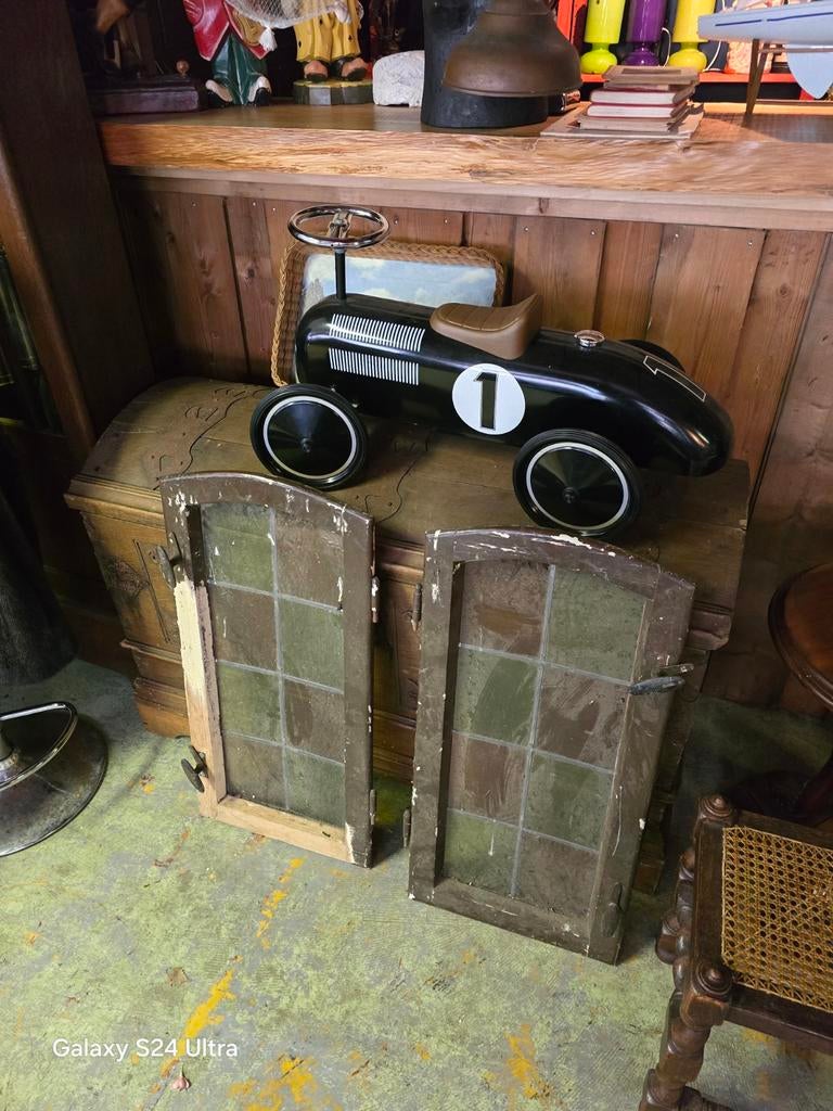 Glas en lood raampjes 2 stuks, Diversen, Rommelmarktspullen, Ophalen