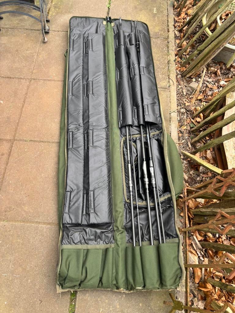 3x Fox Warrior Elite 12ft 2.75lb + fouderaal 3+3 12ft, Ophalen, Zo goed als nieuw, Werphengel